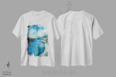 تیشرت سفید طرح دار جریان جزر و مدی، آبستره اثر هایدی کلاوسون | فروشگاه ایماژ