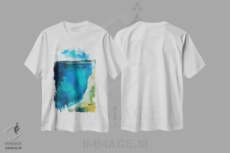 تیشرت سفید طرح دار از دریا به ساحل، آبستره اثر هایدی کلاوسون | immage.ir