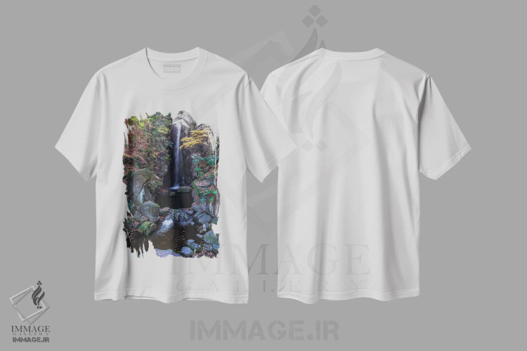تیشرت سفید طرح دار آبشار در باغ معبد ناریتا، مدیوم اثر شیلا حداد | immage.ir