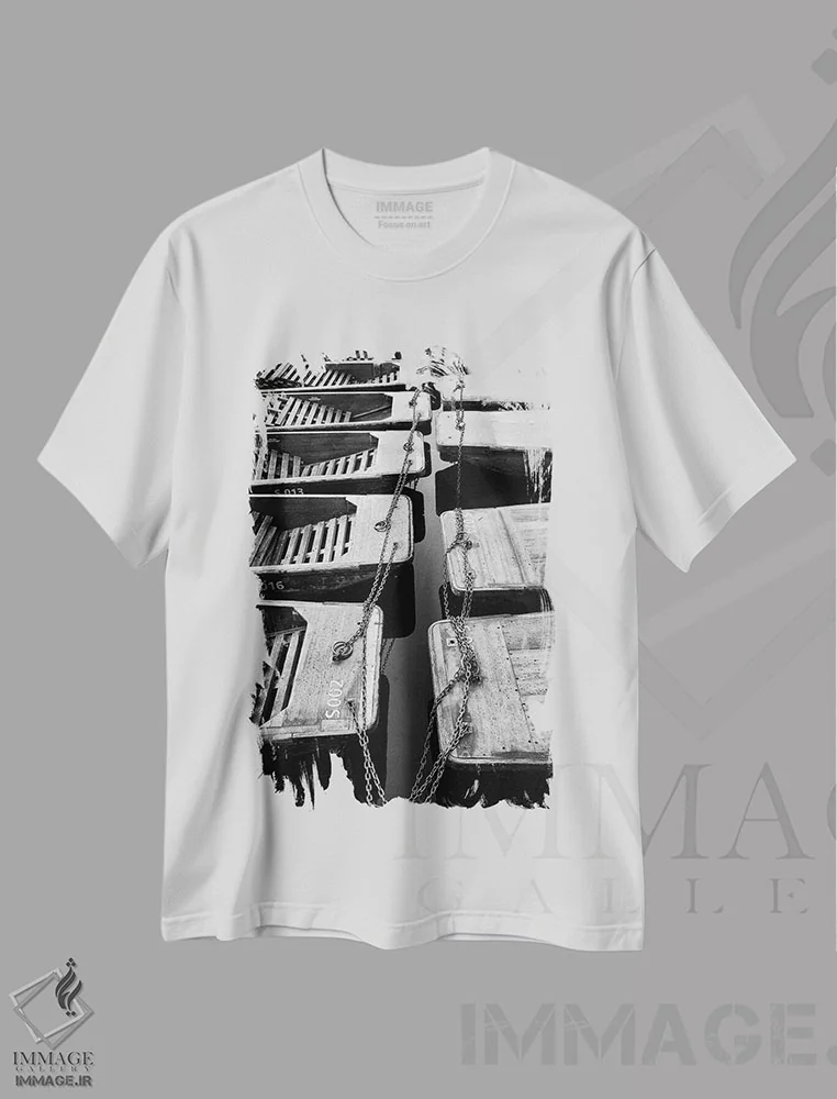 تیشرت سفید طرح دار قایق های پارویی کمبریج، مدیوم اثر استیفن هاجتس | فروشگاه ایماژ