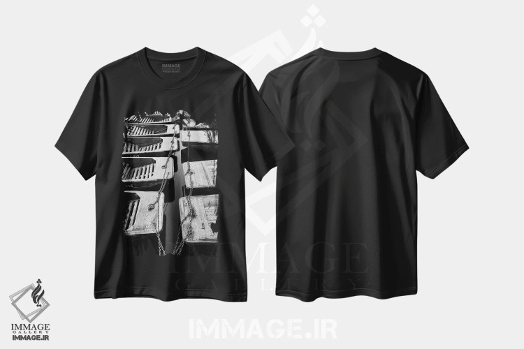 تیشرت مشکی طرح دار قایق های پارویی کمبریج، مدیوم اثر استیفن هاجتس | immage.ir