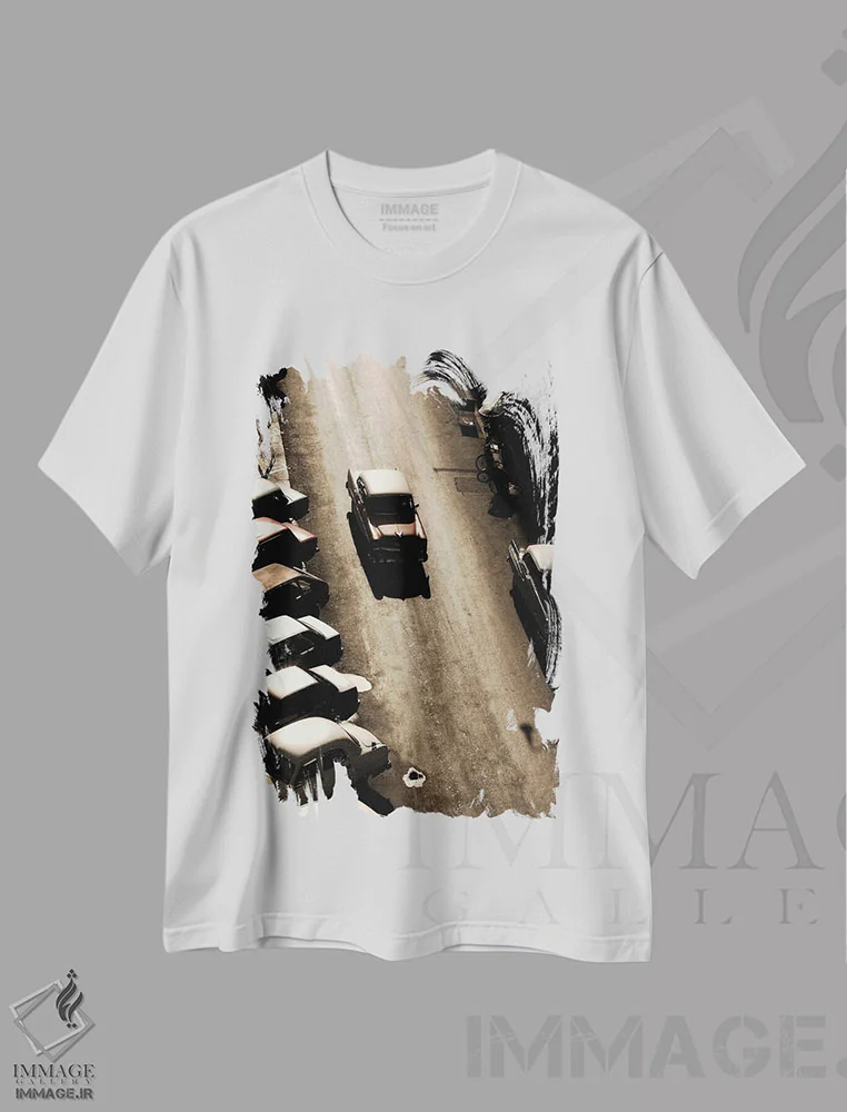 تیشرت سفید طرح دار منظره خیابان هاوانا اثر استیفن هاجتس | فروشگاه ایماژ