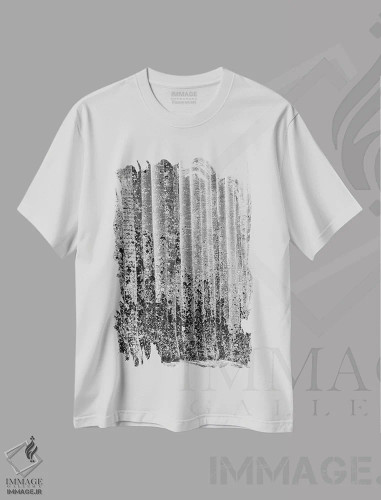 تیشرت سفید طرح دار نخل ها در کندی سری لانکا، عکاسی سیاه و سفید اثر استیفن هاجتس | فروشگاه ایماژ