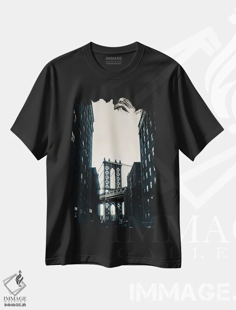 تیشرت مشکی طرح دار پل بروکلین از فولتون، مدیوم اثر استیفن هاجتس | فروشگاه ایماژ
