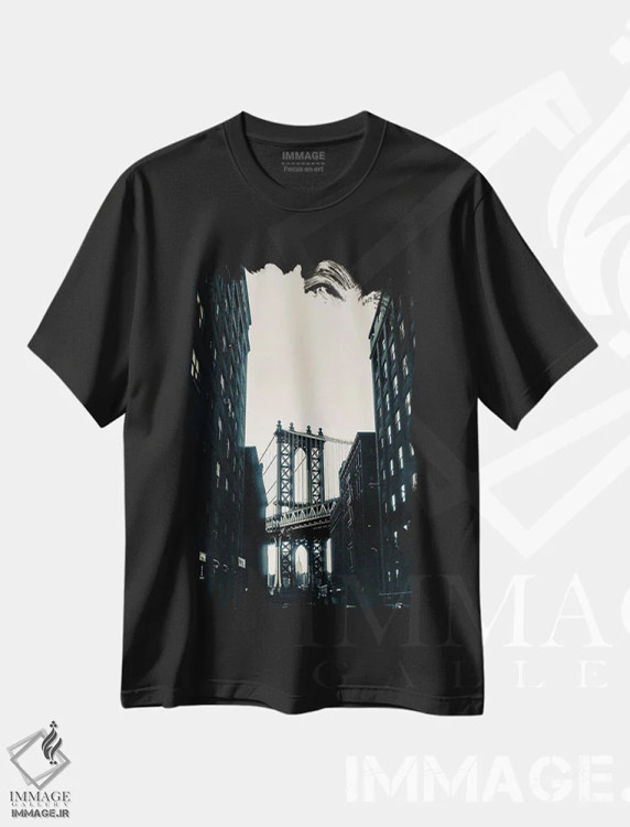 تیشرت مشکی طرح دار پل بروکلین از فولتون، مدیوم اثر استیفن هاجتس | فروشگاه ایماژ