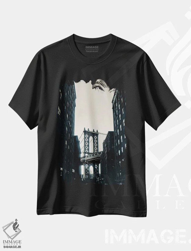 تیشرت مشکی طرح دار پل بروکلین از فولتون، مدیوم اثر استیفن هاجتس | فروشگاه ایماژ