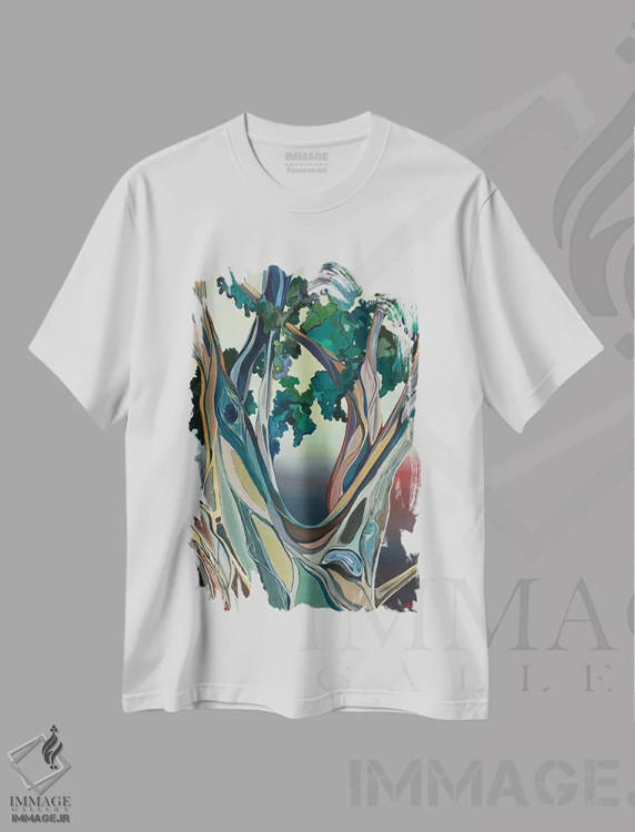 تیشرت سفید طرح دار درخت بزرگ در هونولولو، مدیوم اثر هیدن هیل | immage.ir