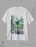 تیشرت سفید طرح دار دره وایپیو، تزئینی اثر هیدن هیل | فروشگاه ایماژ