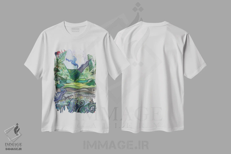 تیشرت سفید طرح دار دره وایپیو، تزئینی اثر هیدن هیل | فروشگاه ایماژ