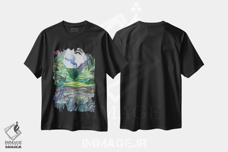 تیشرت مشکی طرح دار دره وایپیو، تزئینی اثر هیدن هیل | immage.ir