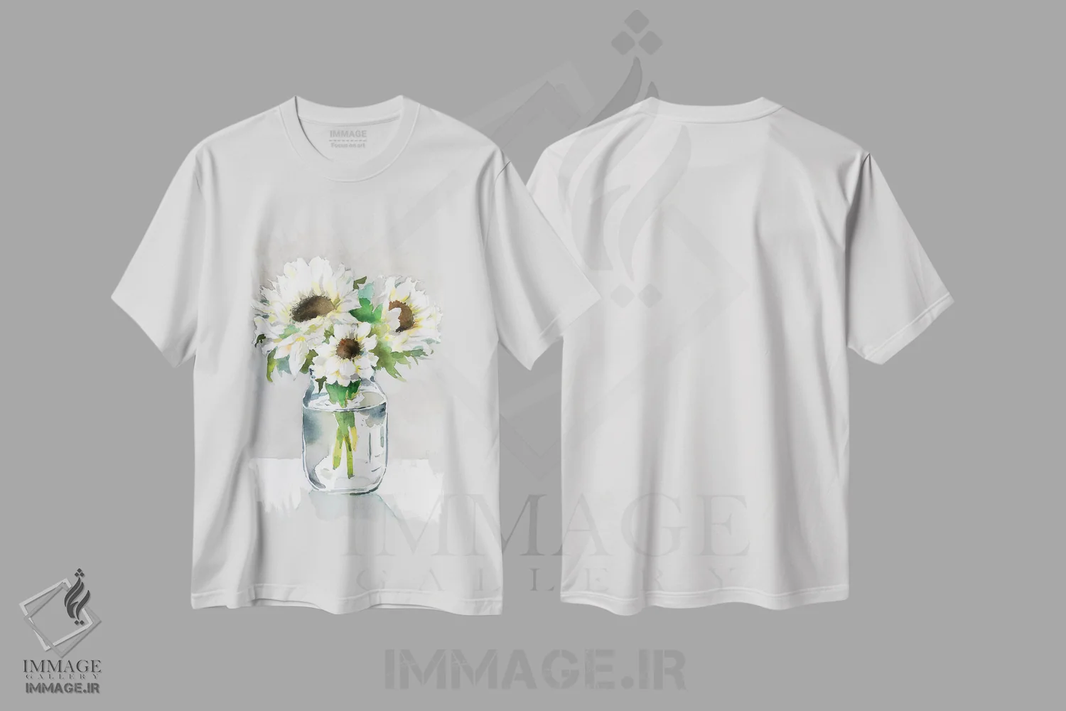 تیشرت سفید طرح دار آفتابگردان II، دکور روستایی اثر ترزا هایدل | immage.ir
