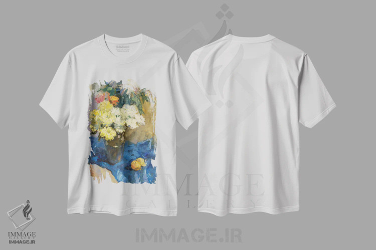 تیشرت سفید طرح دار داوودی II، هنر فاخر معاصر اثر کنتس آرت | immage.ir