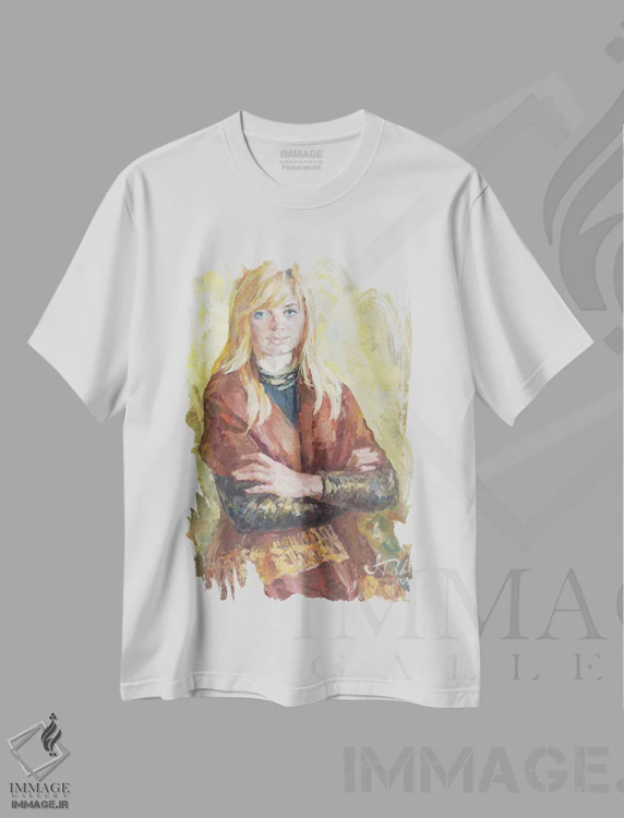 تیشرت سفید طرح دار ماشَا، هنر فاخر معاصر اثر کنتس آرت | immage.ir