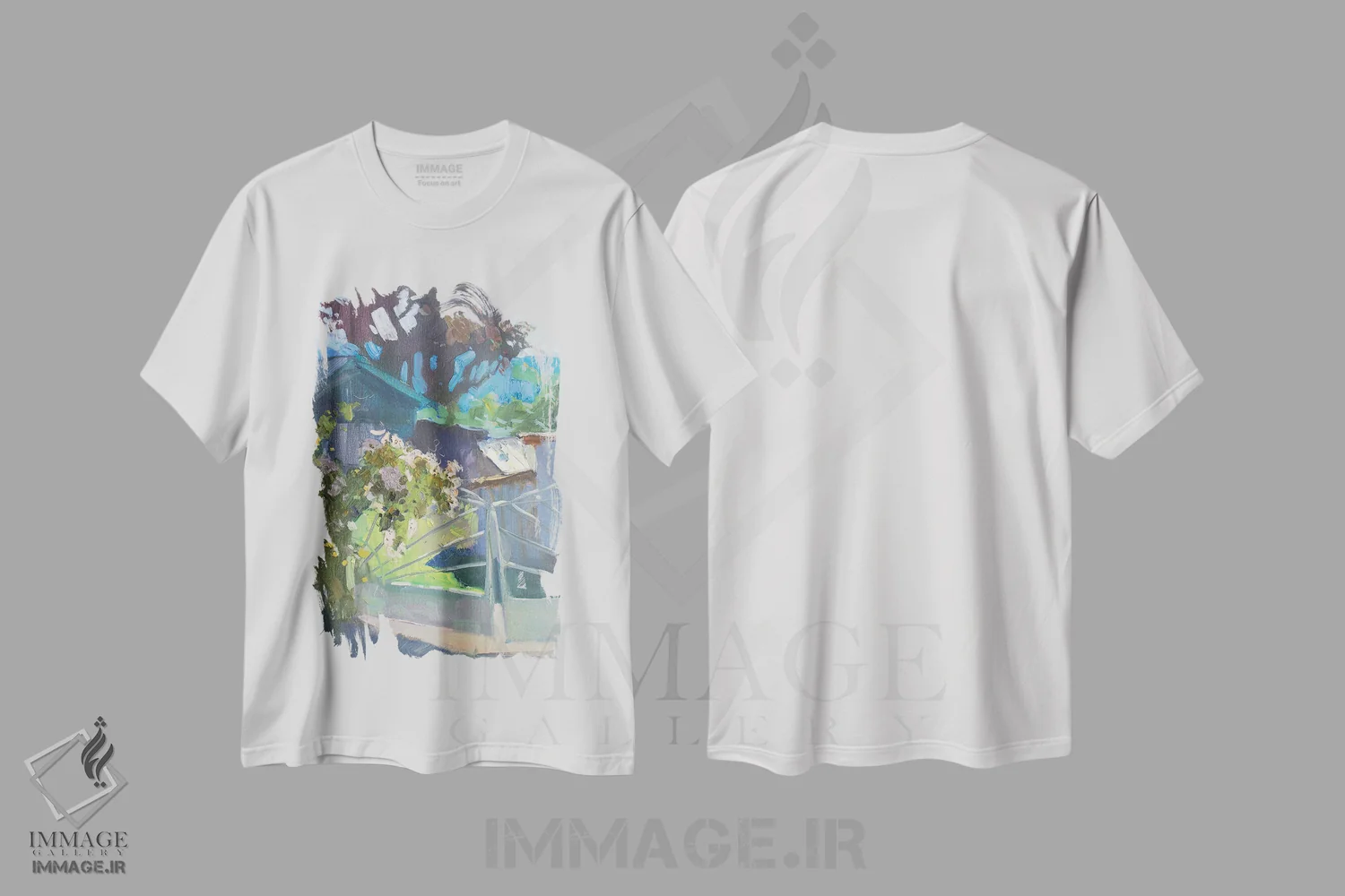 تیشرت سفید طرح دار ظهر در شبتوفکا، هنر فاخر معاصر اثر کنتس آرت | فروشگاه ایماژ