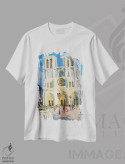 تیشرت سفید طرح دار کلیسای نوتردام، هنر فاخر معاصر اثر کنتس آرت | فروشگاه ایماژ