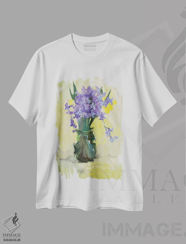 تیشرت سفید طرح دار اُکبر جئوسینتی، هنر فاخر معاصر اثر کنتس آرت | immage.ir