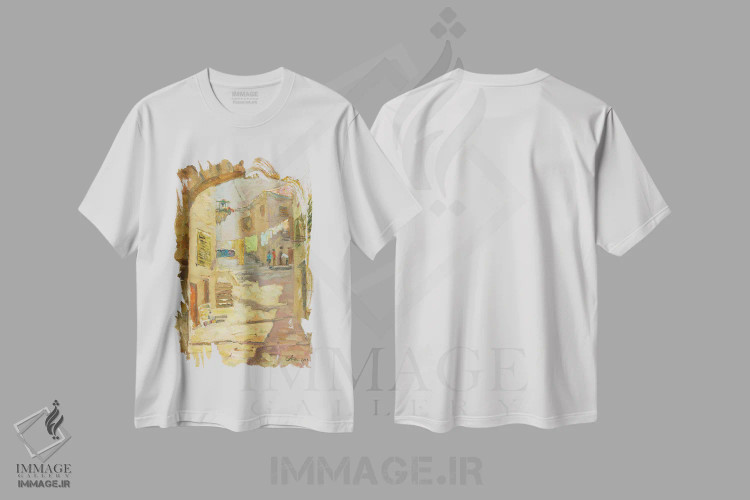 تیشرت سفید طرح دار کوتور قدیمی مونته نگرو، هنر فاخر معاصر اثر کنتس آرت | فروشگاه ایماژ