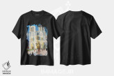 تیشرت مشکی طرح دار کلیسای نوتردام، هنر فاخر معاصر اثر کنتس آرت | immage.ir