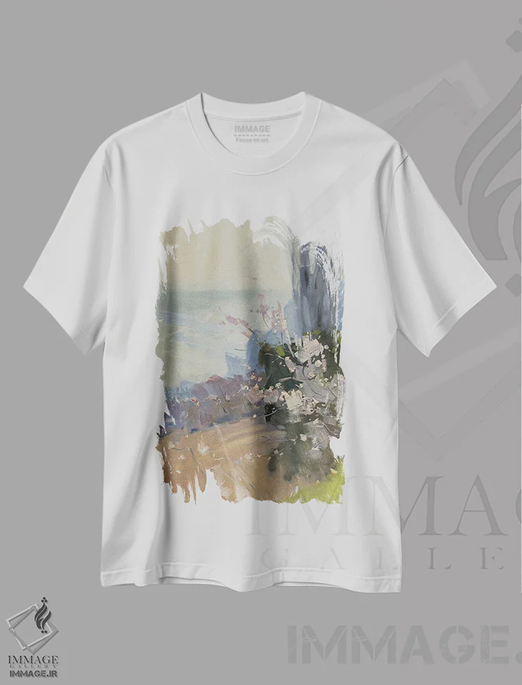 تیشرت سفید طرح دار بهار II، هنر فاخر معاصر اثر کنتس آرت | immage.ir