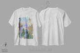 تیشرت سفید طرح دار چشم انداز پاریس از دامنه مونمارتر، هنر فاخر معاصر اثر کنتس آرت | immage.ir