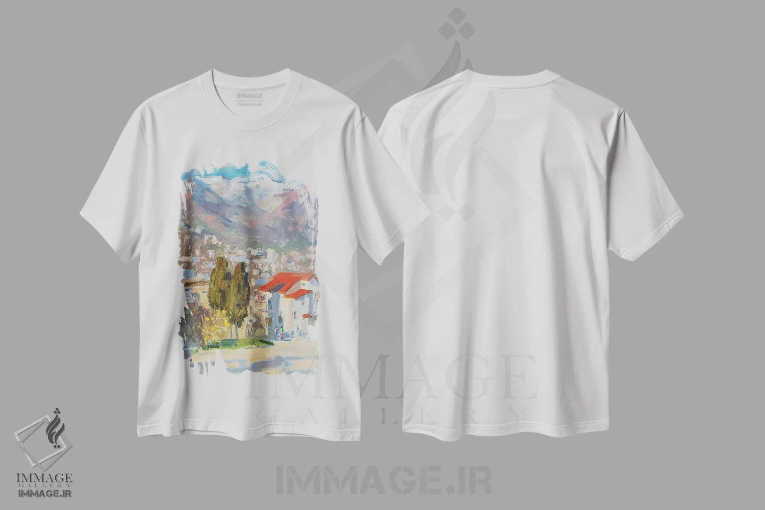 تیشرت سفید طرح دار یالتا در زمستان، هنر فاخر معاصر اثر کنتس آرت | فروشگاه ایماژ
