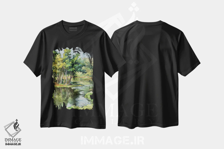 تیشرت مشکی طرح دار محوطه سرگرمی یانگون، هنر فاخر معاصر اثر کنتس آرت | فروشگاه ایماژ