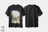 تیشرت مشکی طرح دار بازار یانگون در ورودی پاگودا، هنر فاخر معاصر اثر کنتس آرت | immage.ir