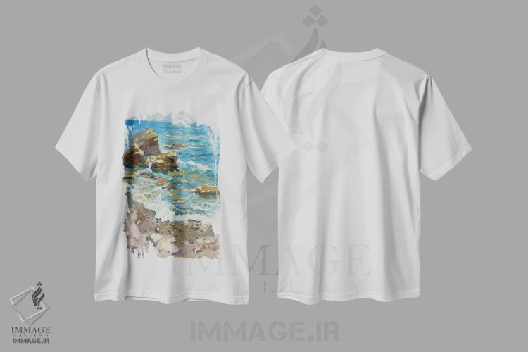 تیشرت سفید طرح دار درخشان، هنر فاخر معاصر اثر کنتس آرت | immage.ir