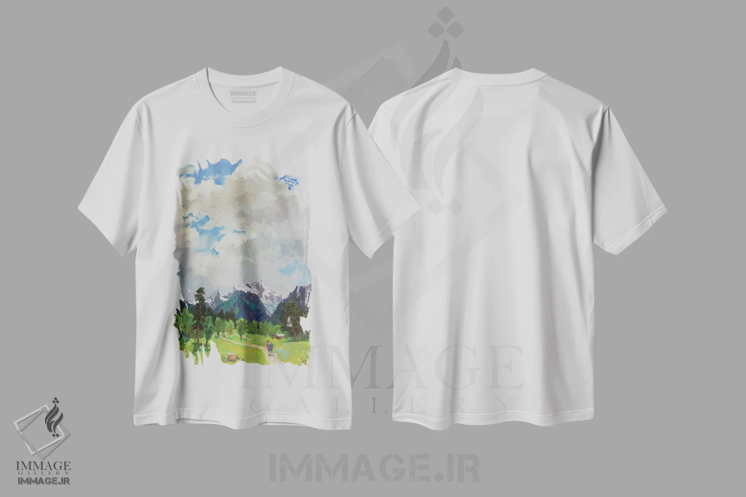 تیشرت سفید طرح دار آرخیز؛ آسمان، هنر فاخر معاصر اثر کنتس آرت | فروشگاه ایماژ