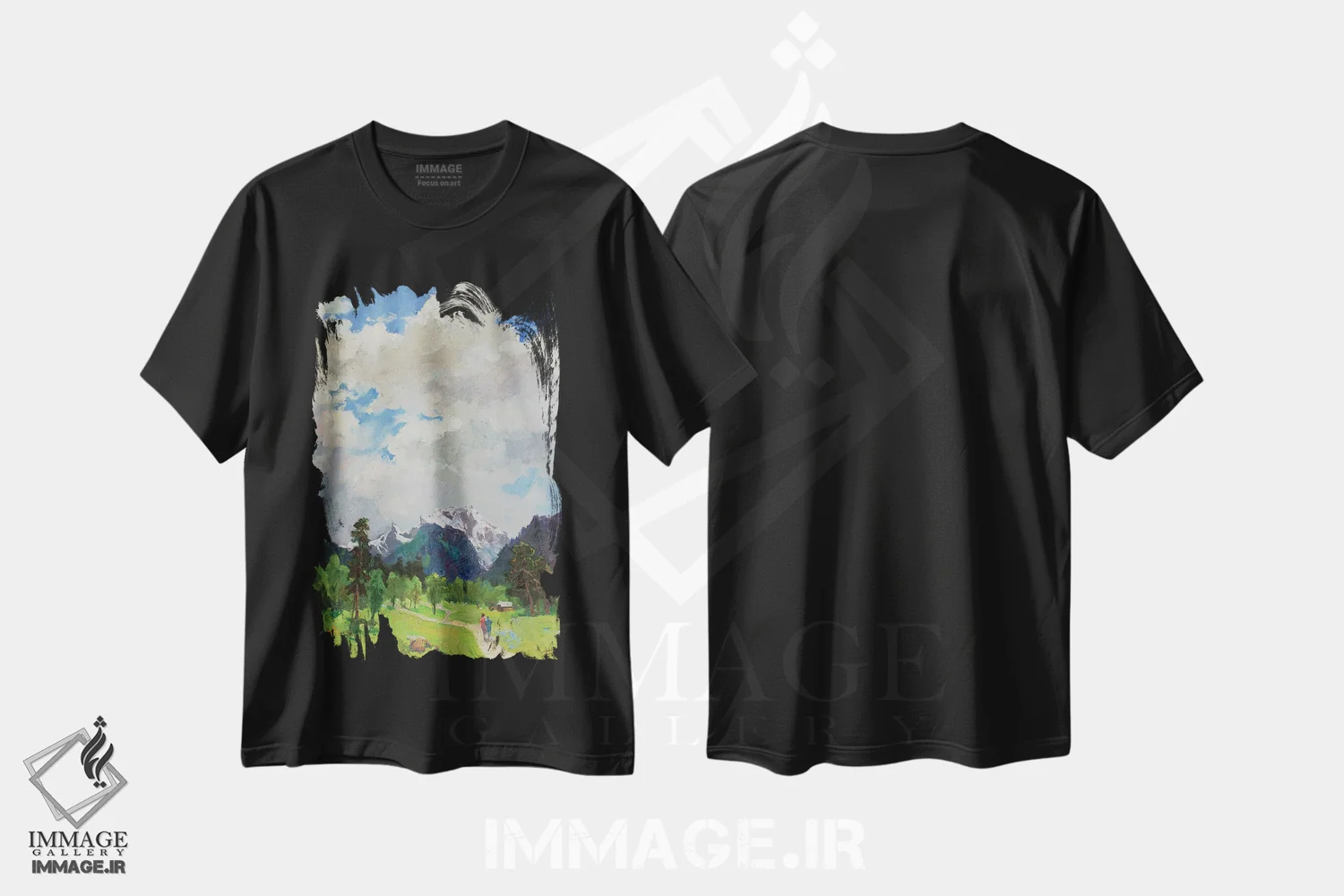 تیشرت مشکی طرح دار آرخیز؛ آسمان، هنر فاخر معاصر اثر کنتس آرت | immage.ir