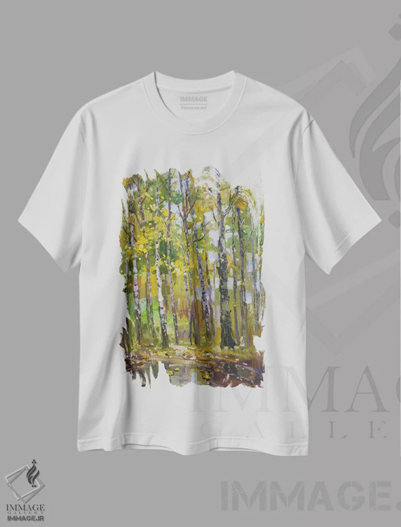تیشرت سفید طرح دار سوزدال؛ جنگل غان، هنر فاخر معاصر اثر کنتس آرت | فروشگاه ایماژ