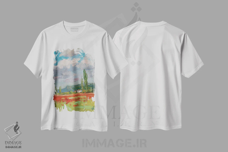 تیشرت سفید طرح دار در آزادی، هنر فاخر معاصر اثر کنتس آرت | immage.ir