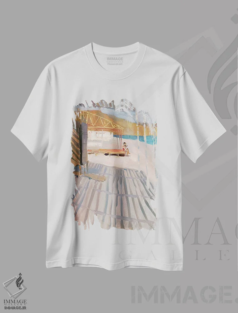تیشرت سفید طرح دار پاییز در کوکتبل، هنر فاخر معاصر اثر کنتس آرت | فروشگاه ایماژ