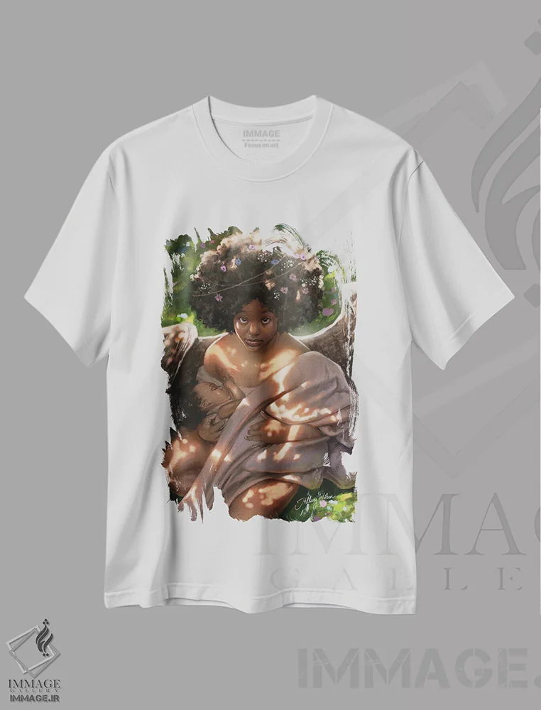 تیشرت سفید طرح دار الهه باروری، هنر آمریکایی آفریقایی تبار اثر هیلاری دی ویلسون | immage.ir