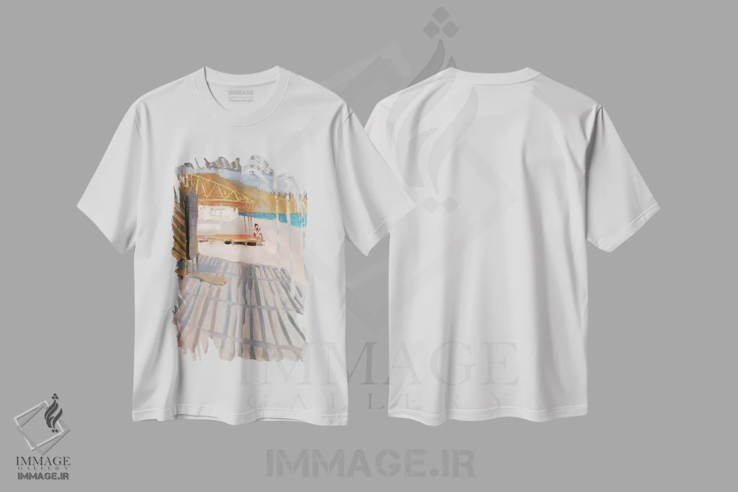 تیشرت سفید طرح دار پاییز در کوکتبل، هنر فاخر معاصر اثر کنتس آرت | فروشگاه ایماژ