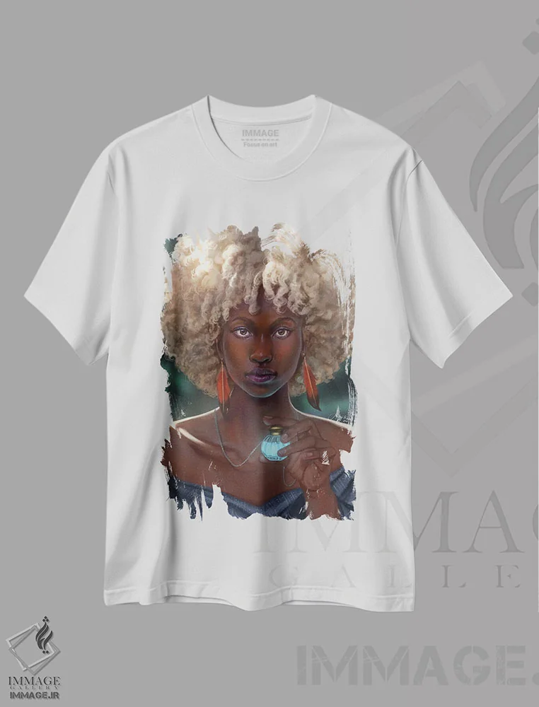 تیشرت سفید طرح دار معجون، هنر آمریکایی آفریقایی تبار اثر هیلاری دی ویلسون | فروشگاه ایماژ