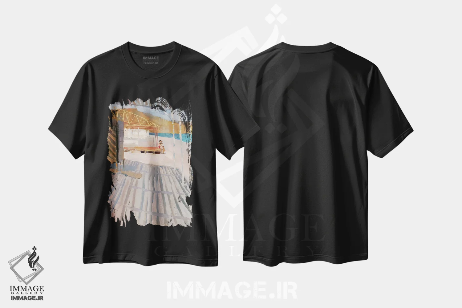 تیشرت مشکی طرح دار پاییز در کوکتبل، هنر فاخر معاصر اثر کنتس آرت | immage.ir