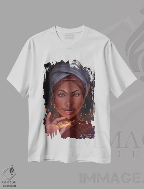 تیشرت سفید طرح دار جرقه، هنر آمریکایی آفریقایی تبار اثر هیلاری دی ویلسون | immage.ir