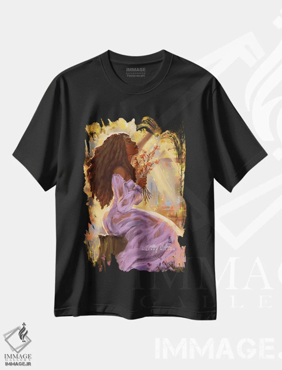 تیشرت مشکی طرح دار آرزو، هنر آمریکایی آفریقایی تبار اثر هیلاری دی ویلسون | فروشگاه ایماژ