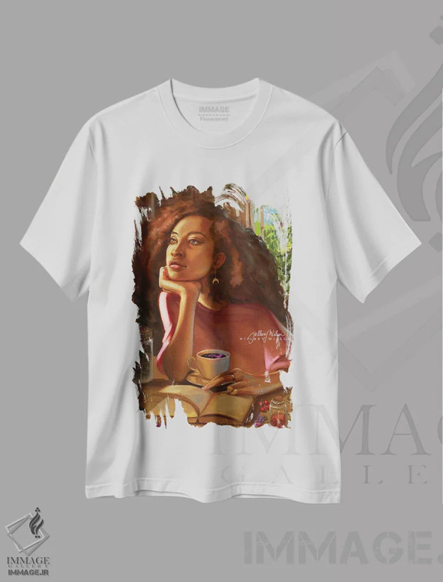 تیشرت سفید طرح دار خیال پردازی جادویی، هنر آمریکایی آفریقایی تبار اثر هیلاری دی ویلسون | فروشگاه ایماژ