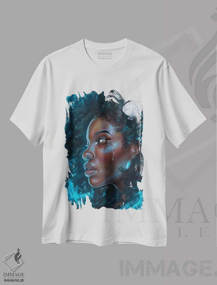 تیشرت سفید طرح دار طوفان دریایی، هنر آمریکایی آفریقایی تبار اثر هیلاری دی ویلسون | immage.ir
