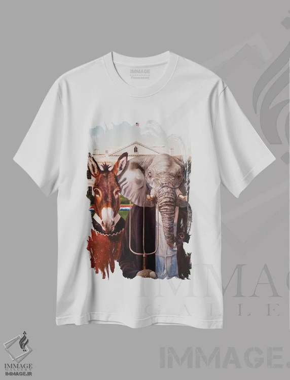 تیشرت سفید طرح دار گوتیک واشنگتن، هنر فاخر معاصر اثر لوسیا هفرنان | immage.ir