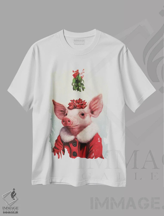 تیشرت سفید طرح دار انتظار، حیوانات کریسمسی اثر لوسیا هفرنان | فروشگاه ایماژ