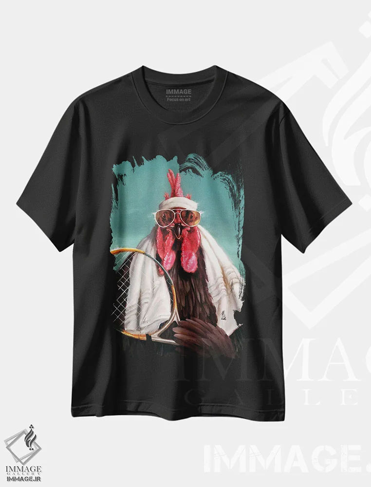 تیشرت مشکی طرح دار تنیس باز حرفه ای، هنر فاخر معاصر اثر لوسیا هفرنان | immage.ir