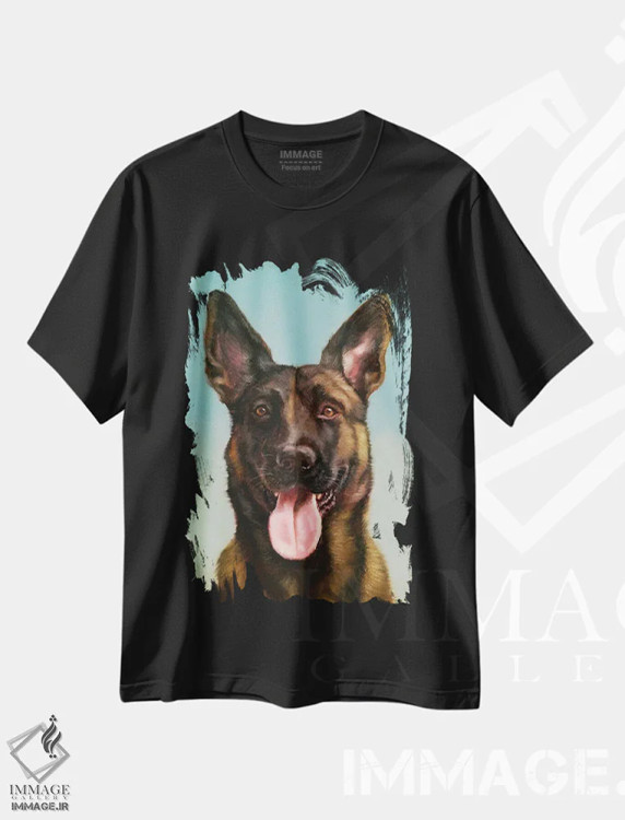 تیشرت مشکی طرح دار قرمز، هنر فاخر معاصر اثر لوسیا هفرنان | immage.ir