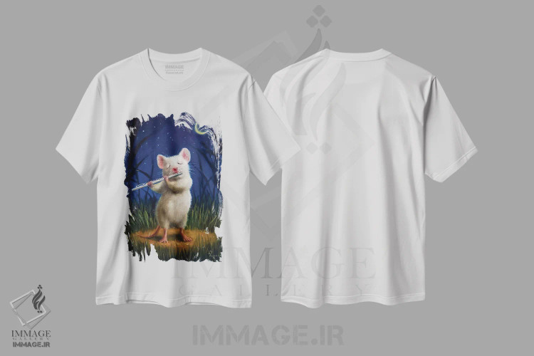 تیشرت سفید طرح دار سونات مهتاب، هنر فاخر معاصر اثر لوسیا هفرنان | immage.ir