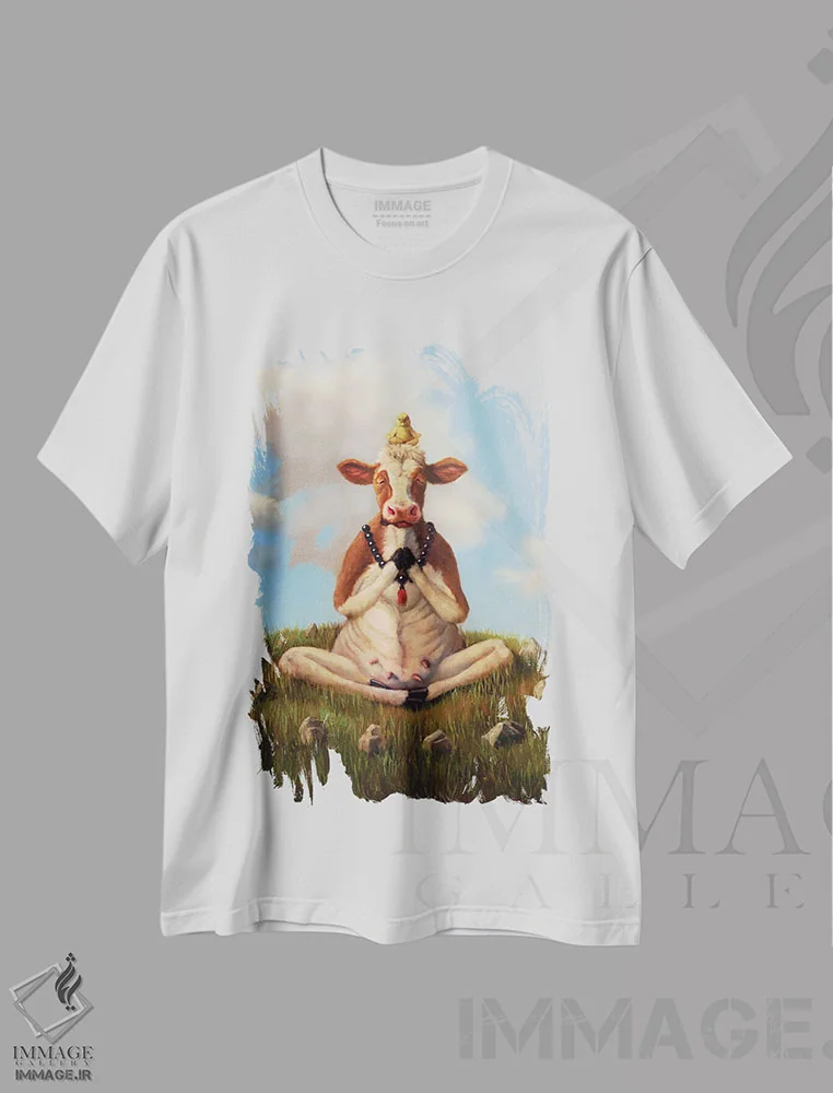 تیشرت سفید طرح دار شهر گاوها، هنر دیجیتال اثر لوسیا هفرنان | immage.ir
