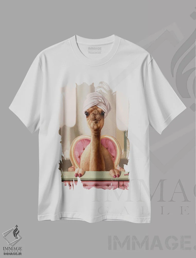 تیشرت سفید طرح دار پنجه شتر، دکور معاصر اثر لوسیا هفرنان | immage.ir