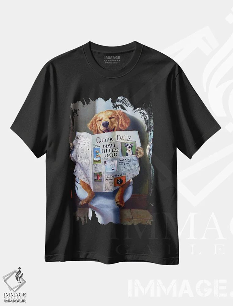 تیشرت مشکی طرح دار خیلی بامزه، هنر فاخر معاصر اثر لوسیا هفرنان | فروشگاه ایماژ