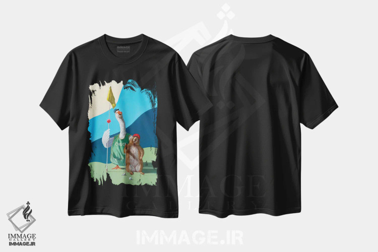 تیشرت مشکی طرح دار جفت کامل، هنر دیجیتال اثر لوسیا هفرنان | فروشگاه ایماژ